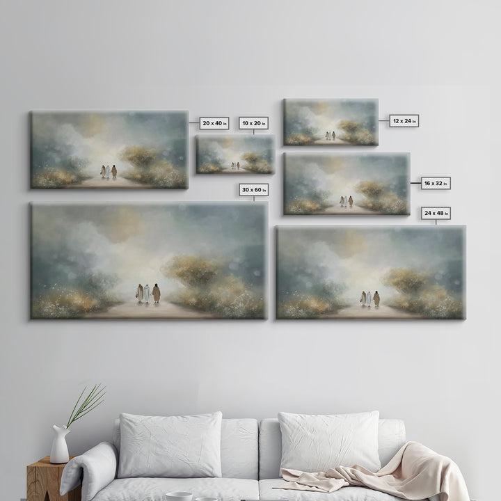 Emmaus Path Glow, Framed Canvas Print, Christian Art Canvas, Jesus Painting, Christian Wall Art, Christian Decor, Christian Gift