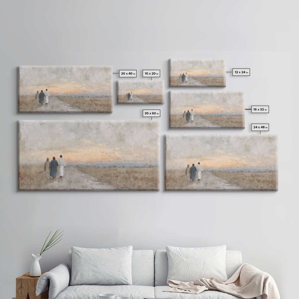 Soft Horizon Walk, Framed Canvas Print, Christian Wall Art, Christian Art Print, Jesus Painting, Christian Canvas Art, Christian Gift