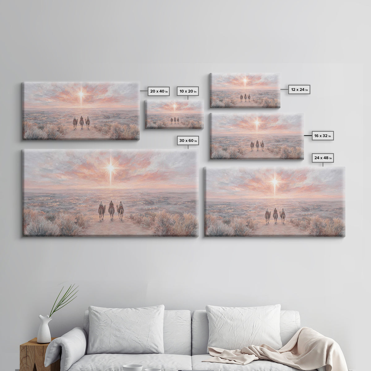 Radiant Star Path, Framed Canvas Print, Christian Art Canvas, Christmas Wall Art, Christian Christmas Decor, Modern Christian Art, Subtle C