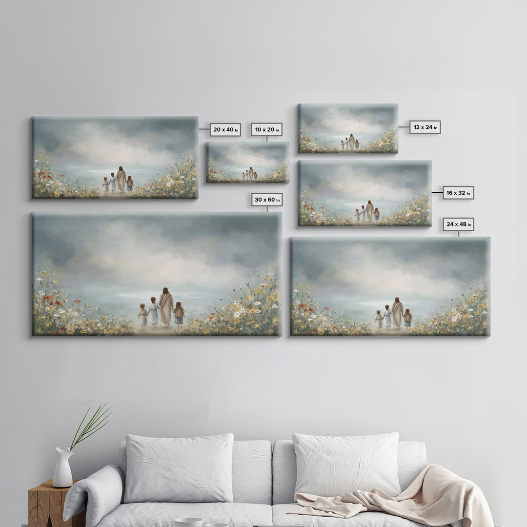 Heaven’s Meadow – Framed Canvas Print – Christian Art Canvas – Christian Wall Art – Jesus Painting – Christian Christmas Decor – Christian