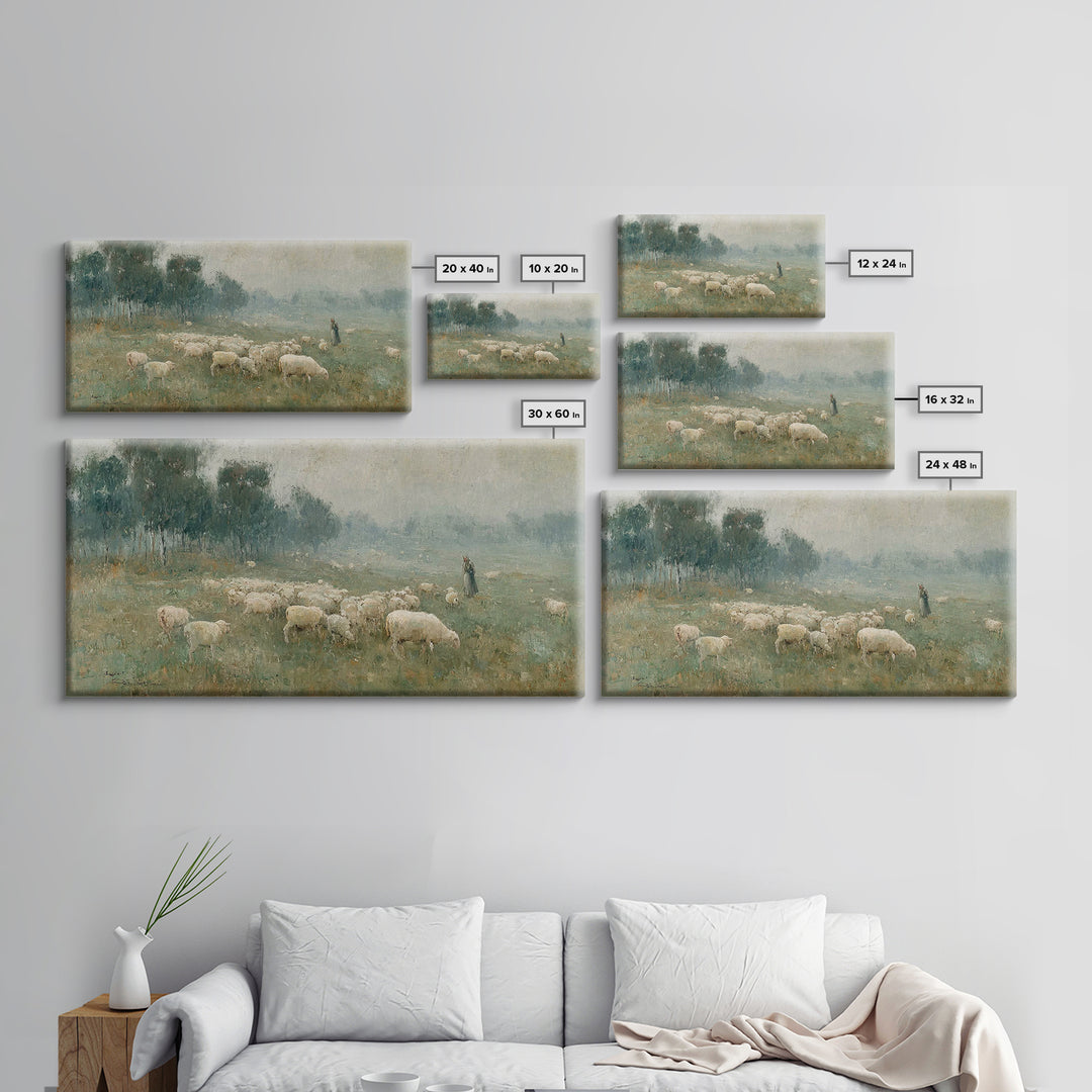 Shepherd’s Field – Framed Canvas Print – Christian Wall Art – Christian Art – Christian Art Canvas – Vintage Christian Art – Christian Deco