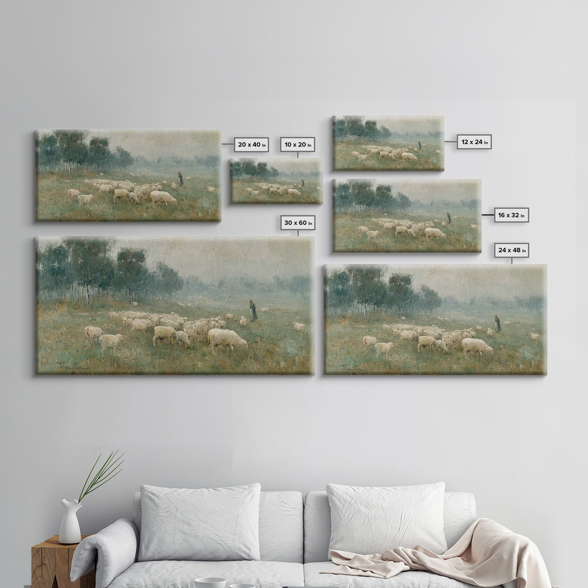 Shepherd’s Field – Framed Canvas Print – Christian Wall Art – Christian Art – Christian Art Canvas – Vintage Christian Art – Christian Deco