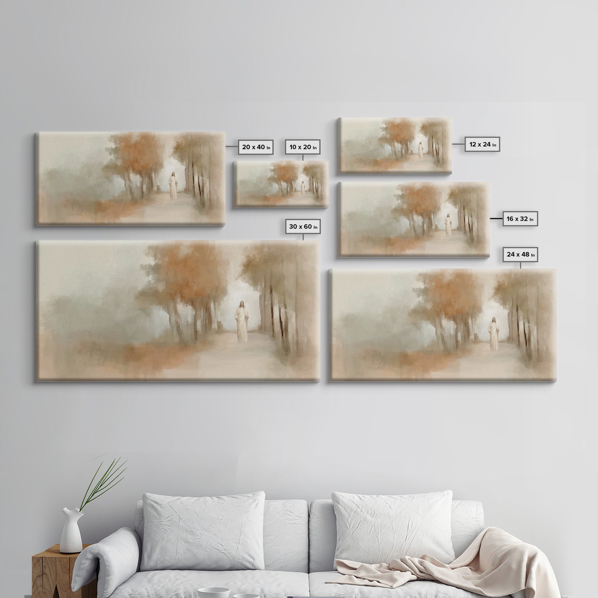 Gentle Shepherd Walk – Framed Canvas Print – Christian Art Print – Christmas Art – Jesus Painting – Christian Decor – Christian Wall Art