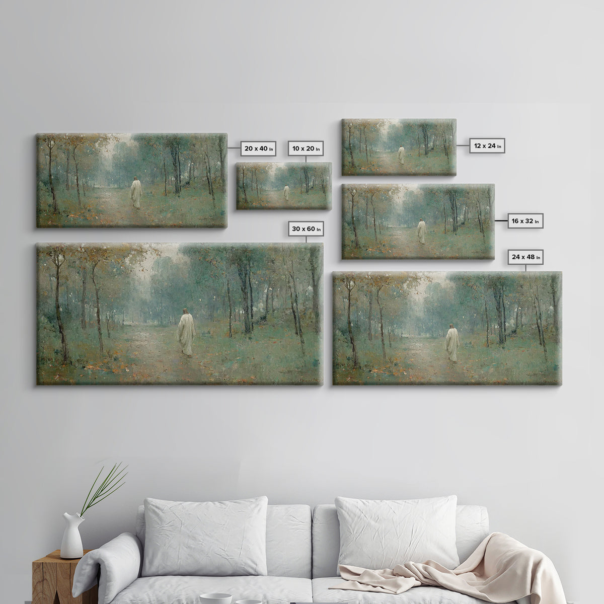 Heavenly Woodland – Framed Canvas Print – Christian Art Canvas – Christian Christmas Art – Jesus Painting – Christian Wall Art – Jesus Art