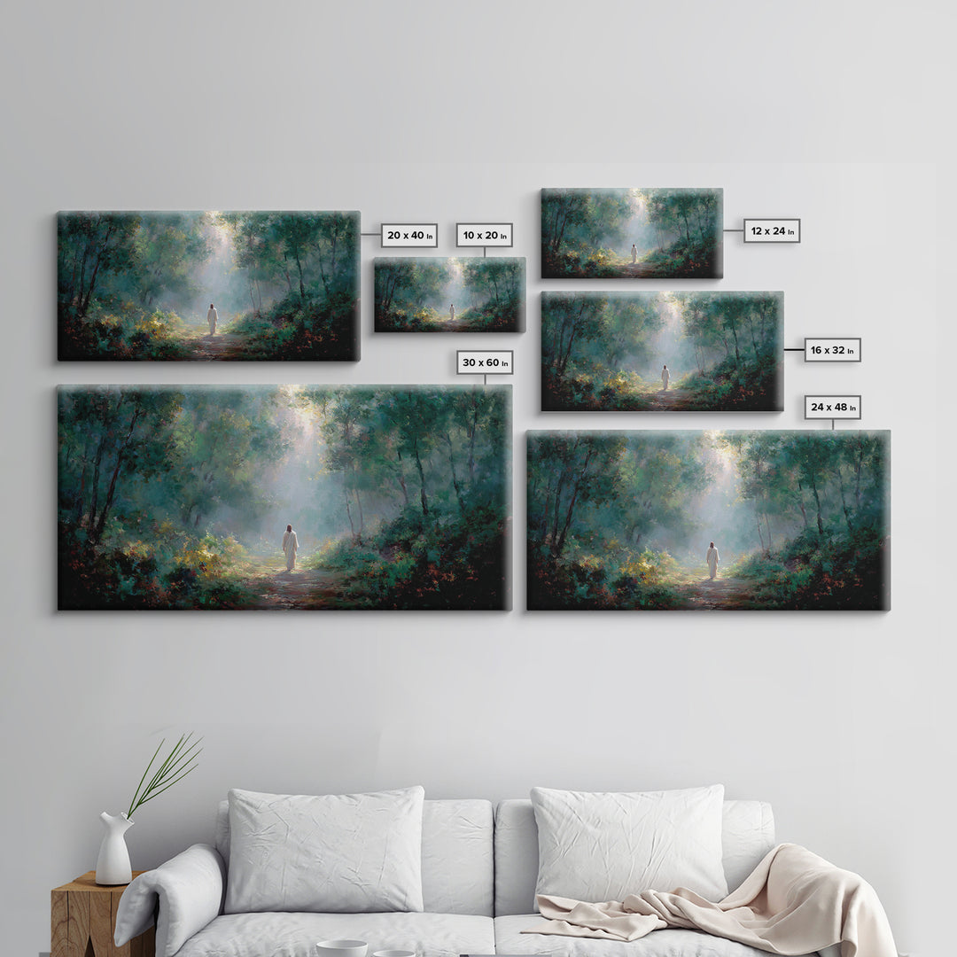 Sacred Morning Walk – Framed Canvas Print – Christmas Art – Christian Art Canvas – Christian Decor – Jesus Painting – Christian Wall Art