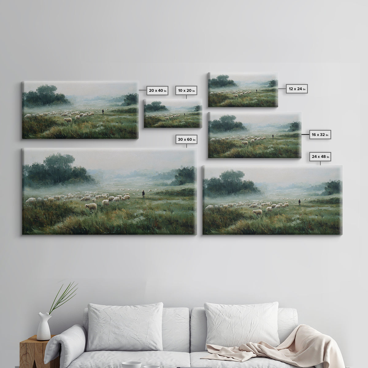 Meadow Of Peace | Framed Canvas Print | Christian Wall Art | Christian Art Canvas | Jesus Painting | Christian Christmas Art | Christian De
