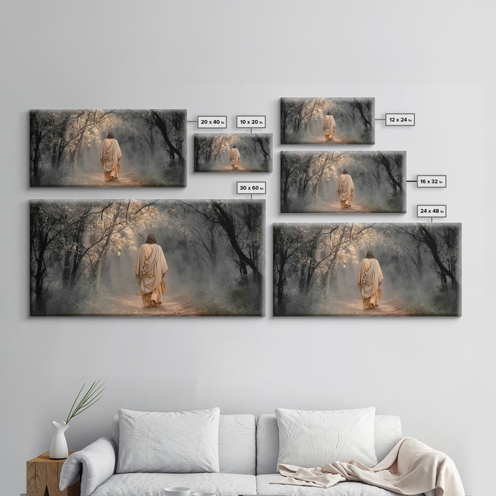 Walk In The Light, Framed Canvas Print, Jesus Painting, Christian Wall Art, Christian Art Canvas, Christian Decor, Christmas Art