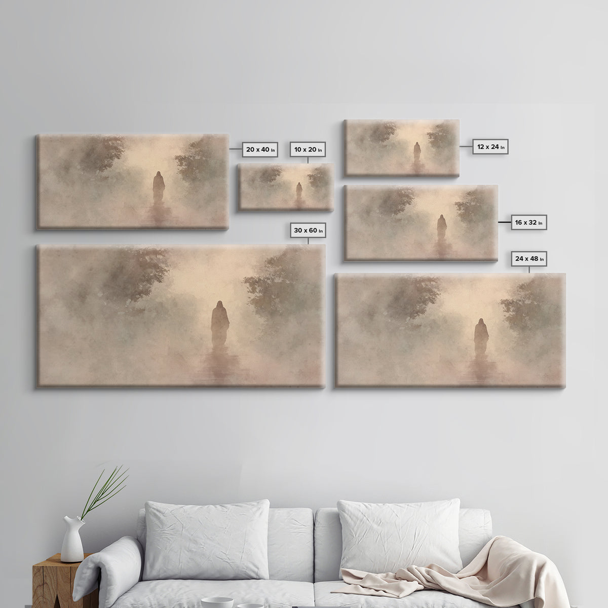 Misty Faith Walk – Framed Canvas Print – Christian Art Canvas – Jesus Painting – Christian Wall Art – Christian Gift Ideas – Christmas Art