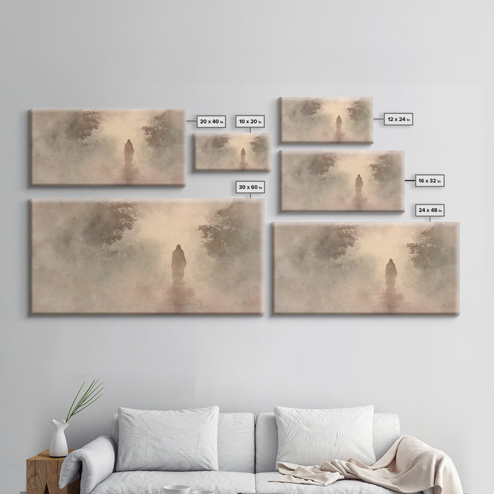 Misty Faith Walk – Framed Canvas Print – Christian Art Canvas – Jesus Painting – Christian Wall Art – Christian Gift Ideas – Christmas Art