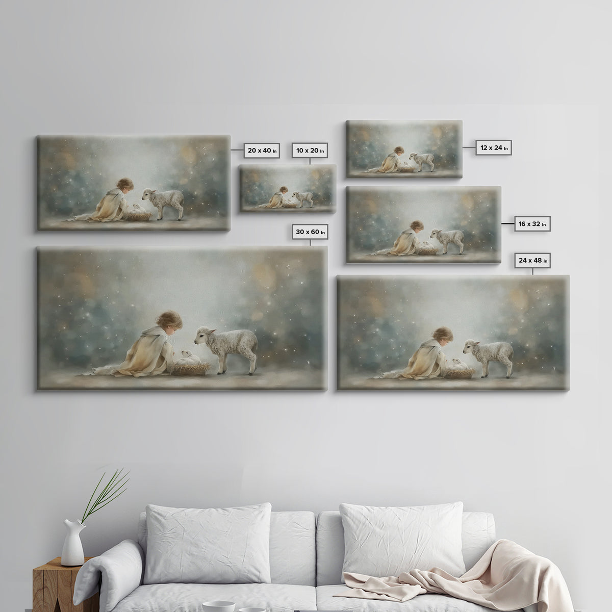 Starry Manger Peace – Framed Canvas Print – Christian Art Canvas – Christian Wall Art – Jesus Painting – Christian Christmas Art – Christia