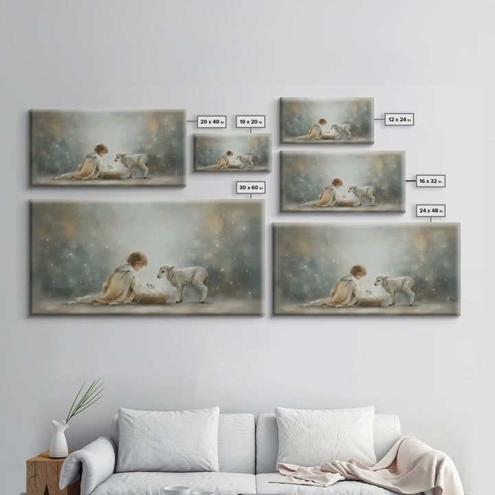 Starry Manger Peace – Framed Canvas Print – Christian Art Canvas – Christian Wall Art – Jesus Painting – Christian Christmas Art – Christia