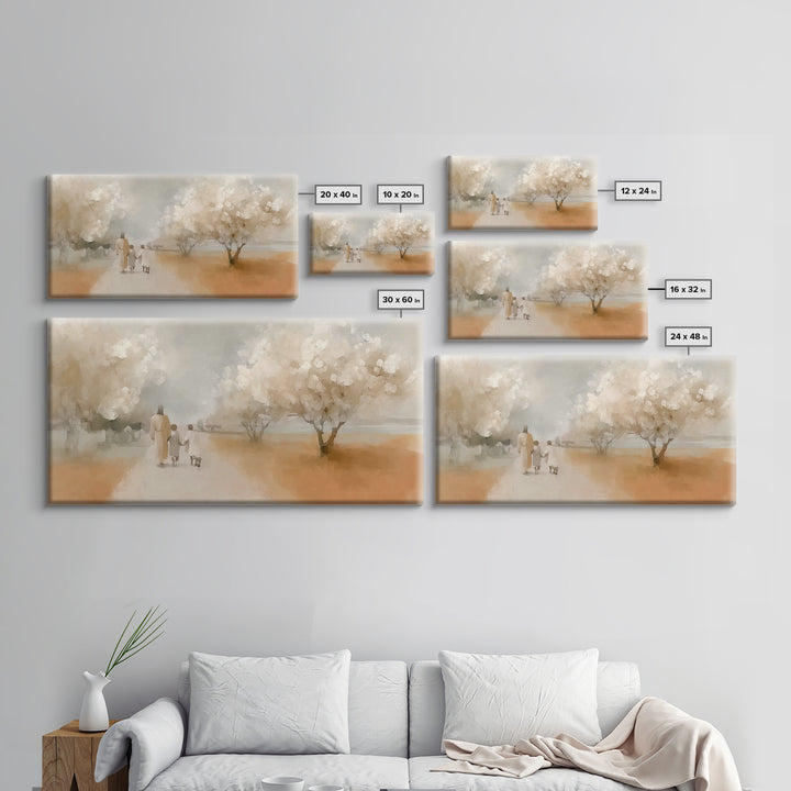 Blossom Walk – Framed Canvas Print – Christian Wall Art – Christian Art Canvas – Jesus Painting – Christian Gift Ideas – Modern Christian A