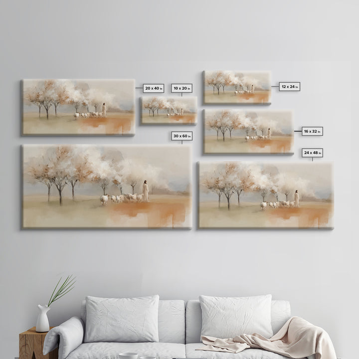 Springtime Shepherd – Framed Canvas Print – Christian Wall Art – Christian Art Canvas – Jesus Painting – Christian Decorations – Christian