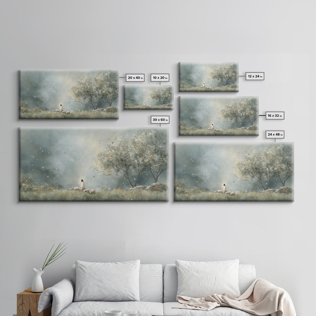 Blossoms Of Peace – Framed Canvas Print – Christian Wall Art – Christian Art Canvas – Jesus Painting – Christian Art Work – Large Jesus Pai
