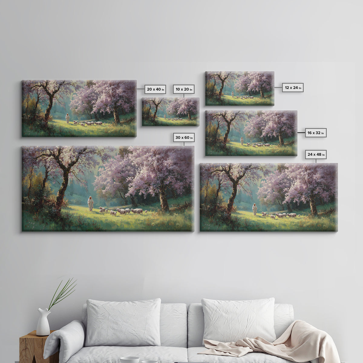 Sacred Pasture – Framed Canvas Print – Christian Wall Art – Christian Art Canvas – Jesus Painting – Christian Christmas Art – Christian Dec