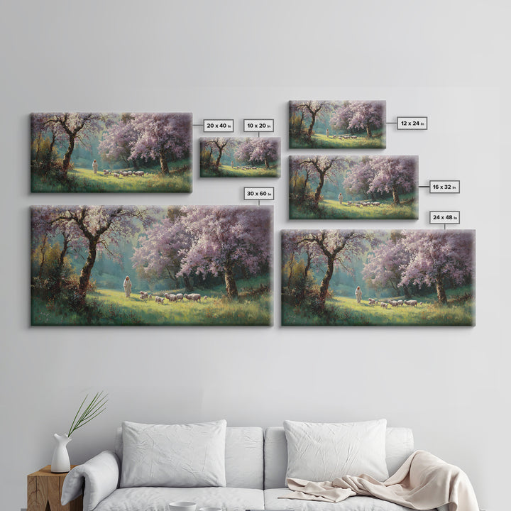 Sacred Pasture – Framed Canvas Print – Christian Wall Art – Christian Art Canvas – Jesus Painting – Christian Christmas Art – Christian Dec