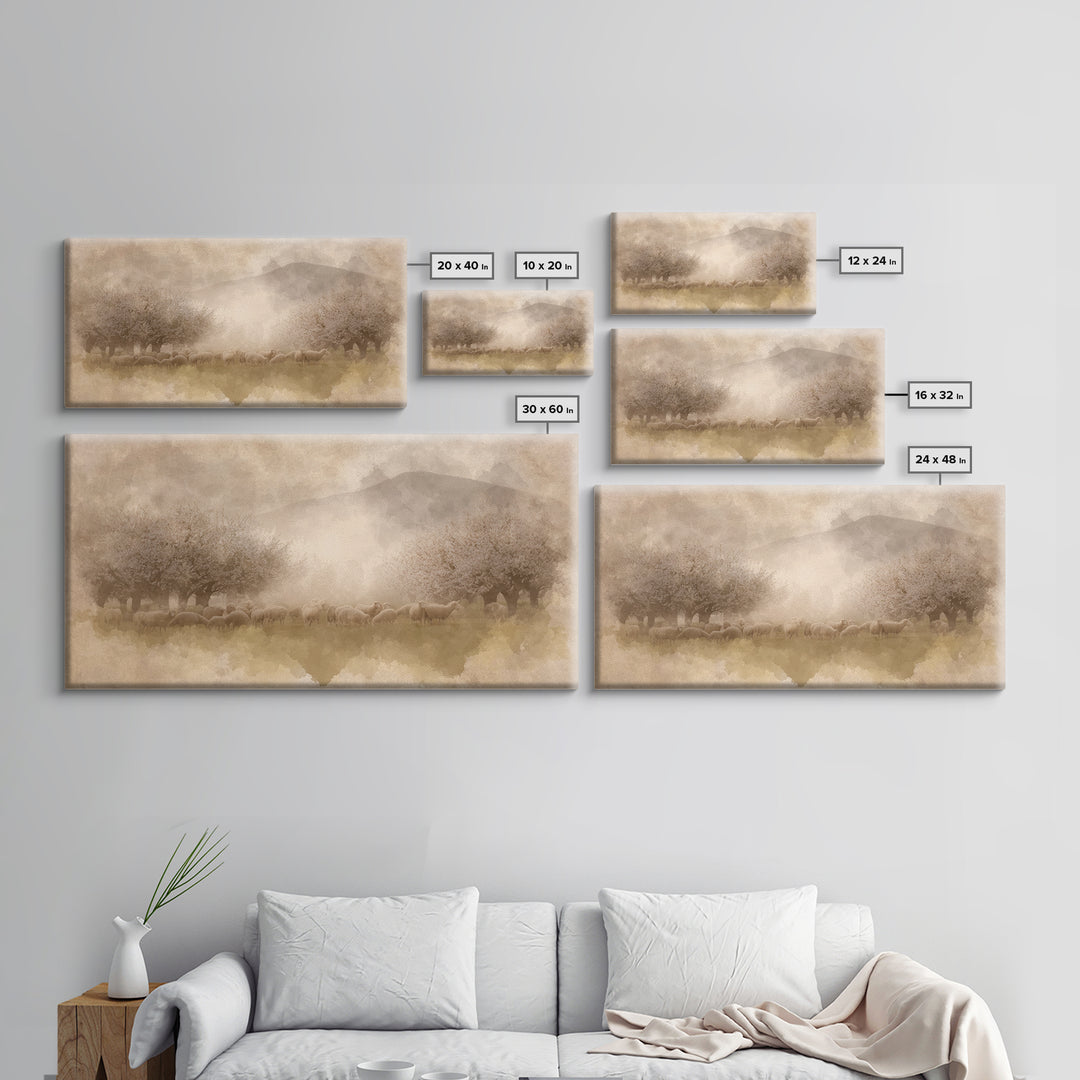 Meadow Of Peace , Framed Canvas Print, Christian Wall Art, Christian Art Canvas, Christmas Art Prints, Christian Christmas Art, Christian P