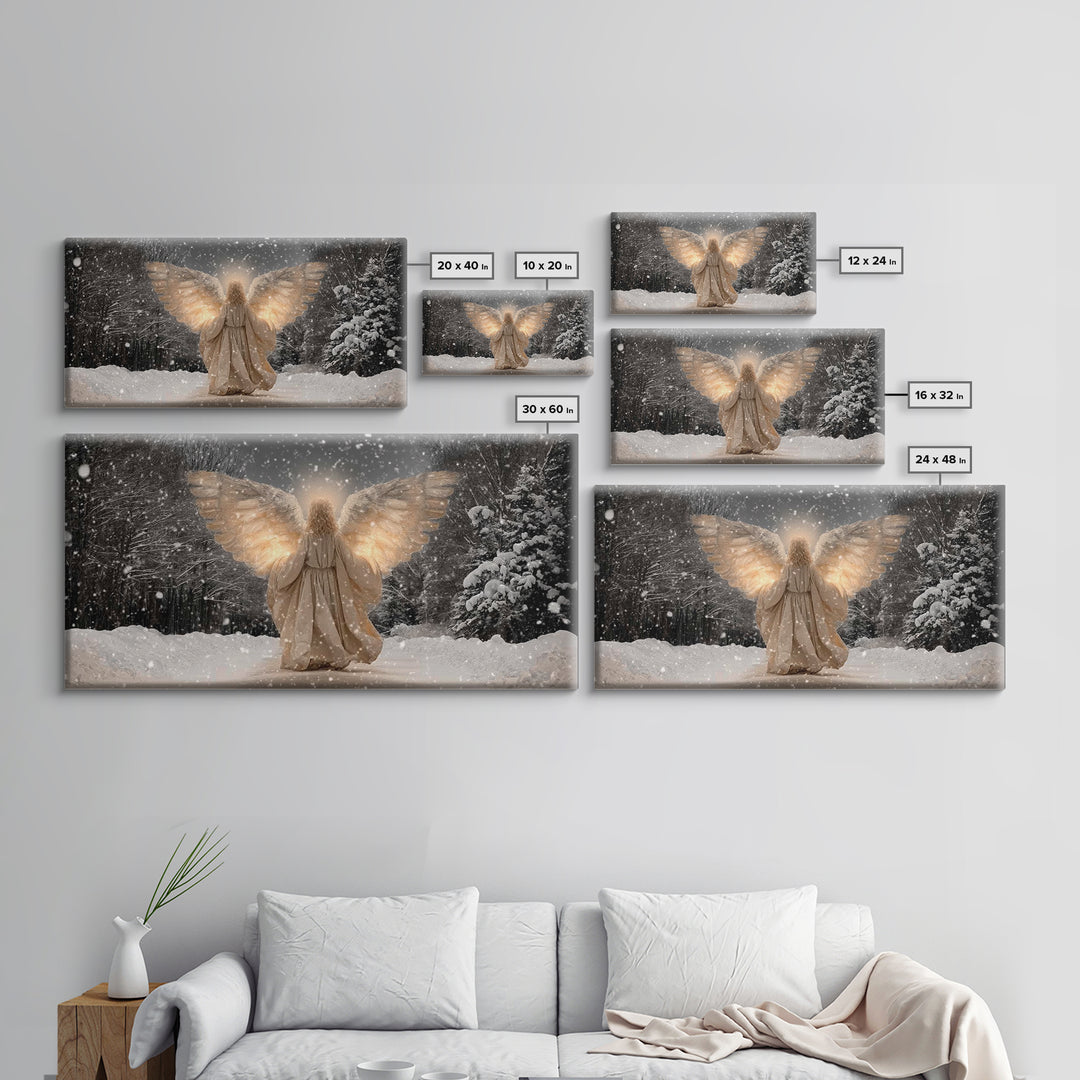 Winter Guardian – Framed Canvas Print – Christian Wall Art – Christian Art Canvas – Angel Art – Christmas Art – Christian Decorations