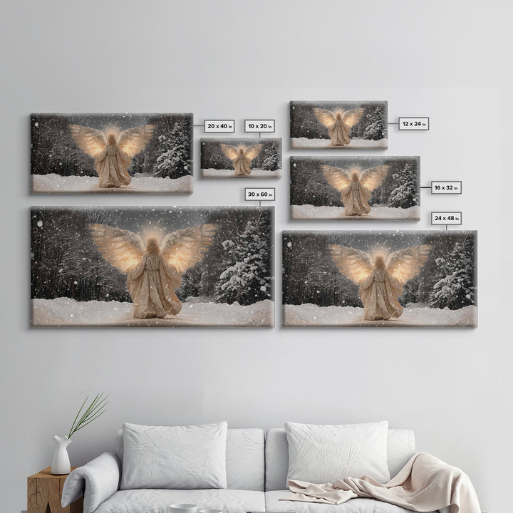 Winter Guardian – Framed Canvas Print – Christian Wall Art – Christian Art Canvas – Angel Art – Christmas Art – Christian Decorations