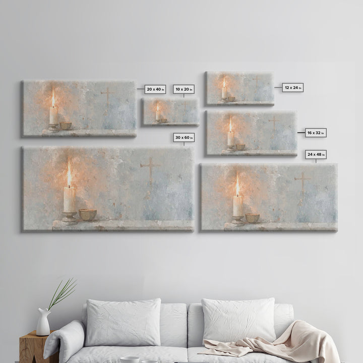 Sacred Candle Grace – Framed Canvas Print – Christian Wall Art – Christian Art Canvas – Minimalist Christian Art – Christian Decor – Subtle