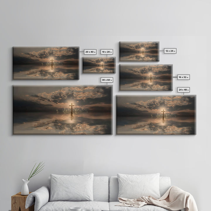 Cross Of Dawn – Framed Canvas Print – Christian Art Canvas – Christian Wall Art – Moody Christian Art – Christmas Art – Christian Decoratio