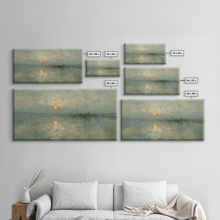 Silent Cross Reflection, Framed Canvas Print, Christian Art Canvas, Moody Christian Art, Christian Wall Art, Christmas Art, Christian Decor