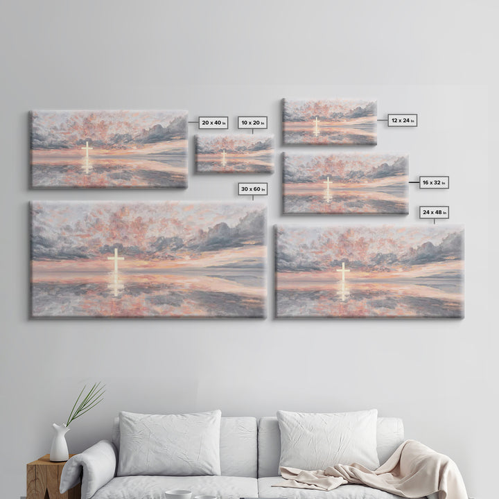Rose Dawn Cross – Framed Canvas Print – Christian Art Canvas – Christian Wall Art – Modern Christian Art – Christmas Art – Christian Gift I