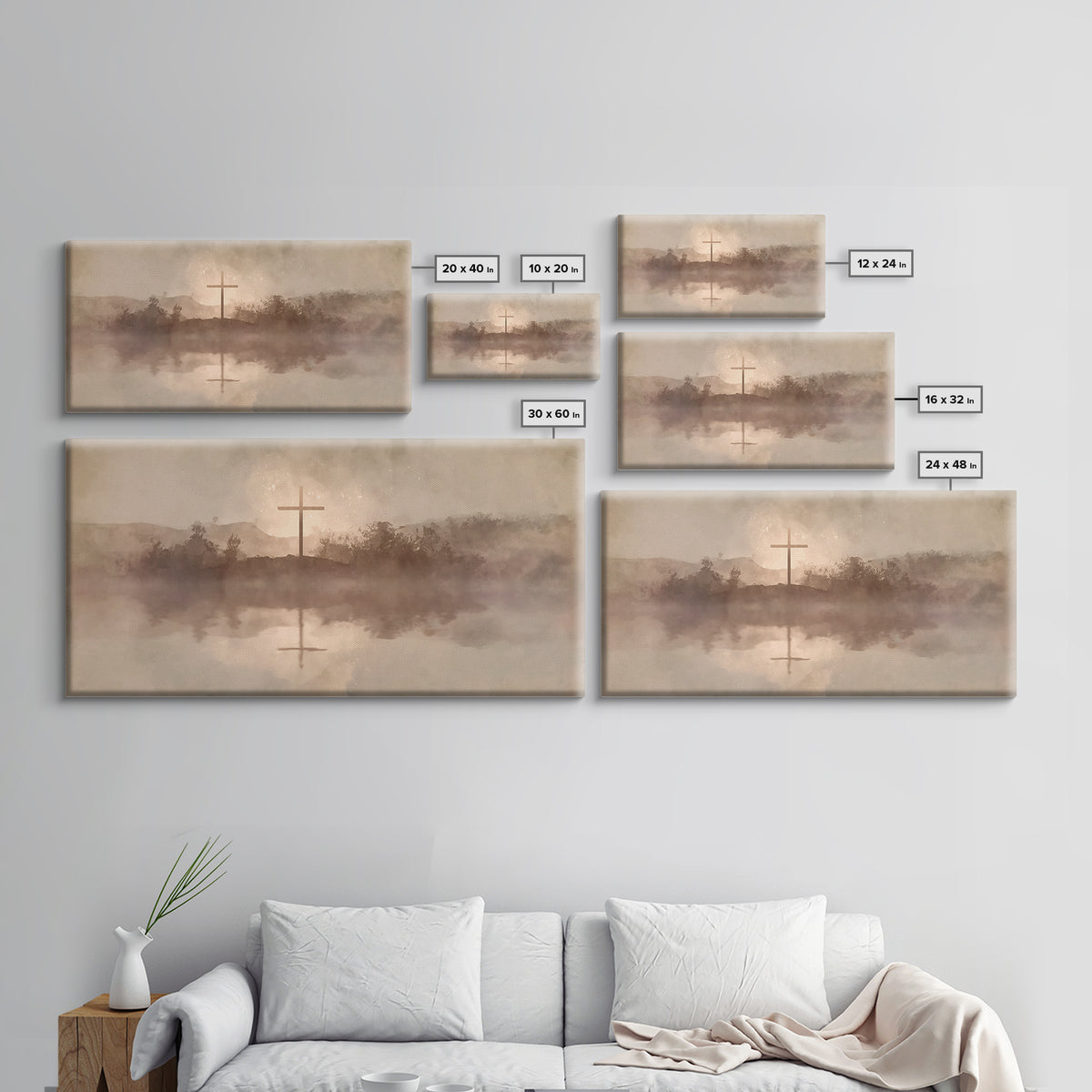 Misty Hill Cross | Framed Canvas Print | Christian Art Canvas | Moody Christian Art | Christian Wall Art | Christmas Art | Christian Decora