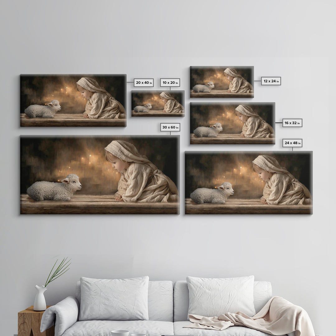 Gentle Nativity Gaze – Framed Canvas Print – Christian Wall Art – Christian Art Canvas – Jesus Painting – Christian Christmas Art