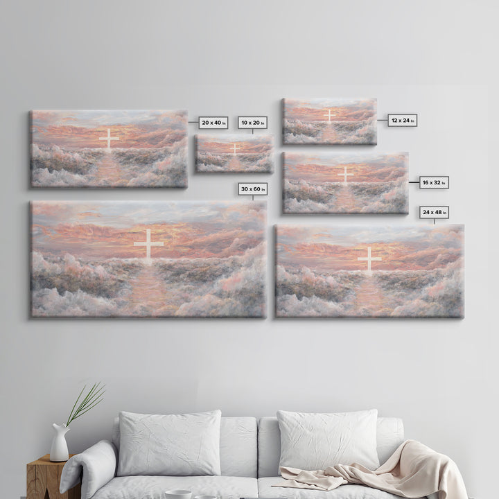 Heaven’s Dawn Path – Framed Canvas Print – Christian Art Canvas – Christian Wall Art – Large Christian Art – Christian Painting