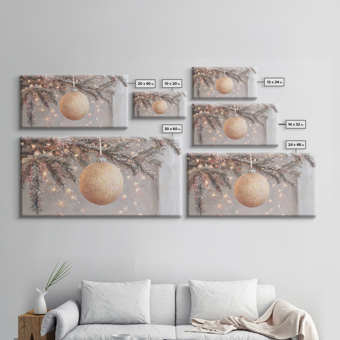 Ornament Glow – Framed Canvas Print – Christmas Art Prints – Modern Christmas Art – Christmas Canvas Wall Art – Christmas Art Work – Framed