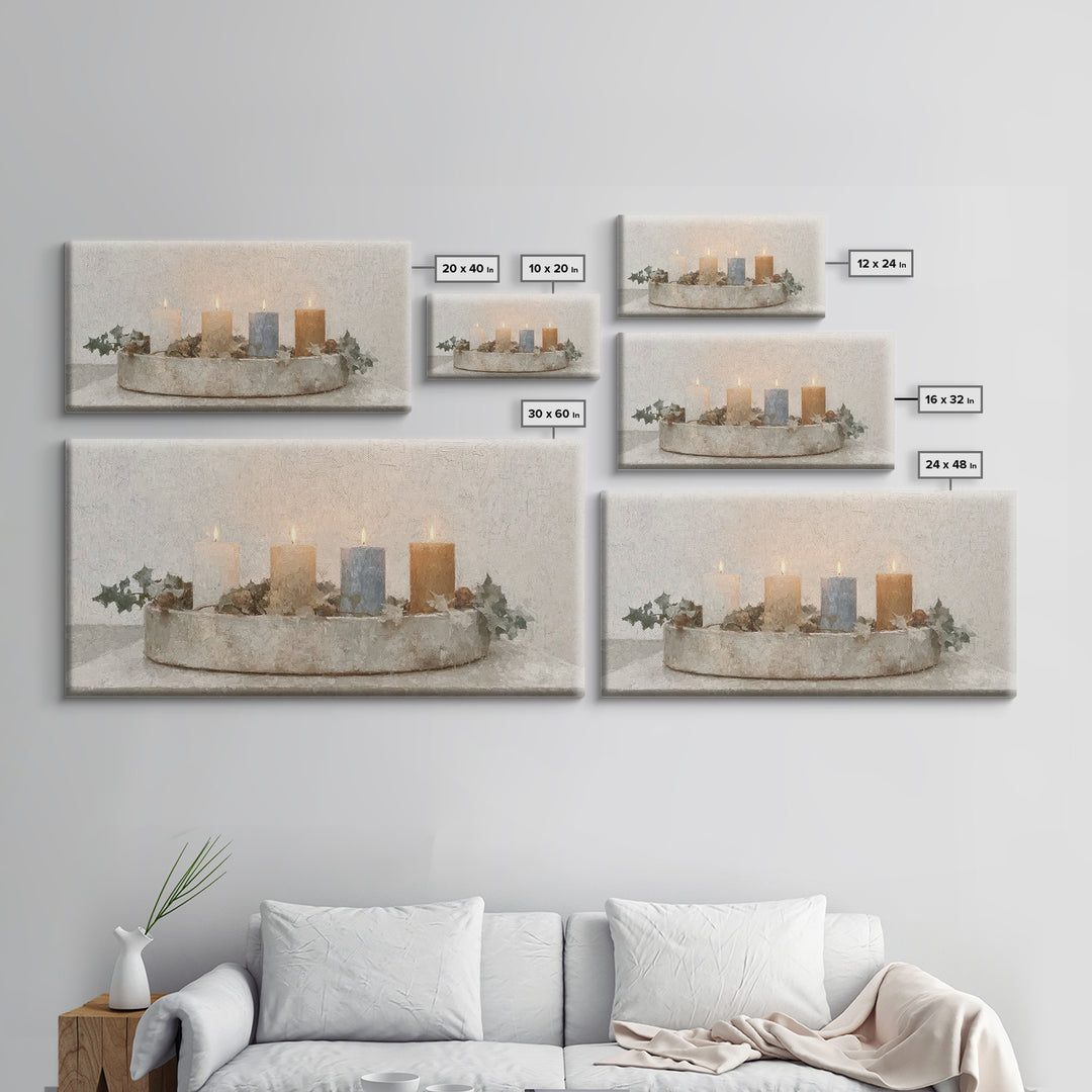 Winter Candle Peace – Framed Canvas Print – Christian Art Canvas – Christian Wall Art – Christmas Art – Christian Christmas Decorations – C