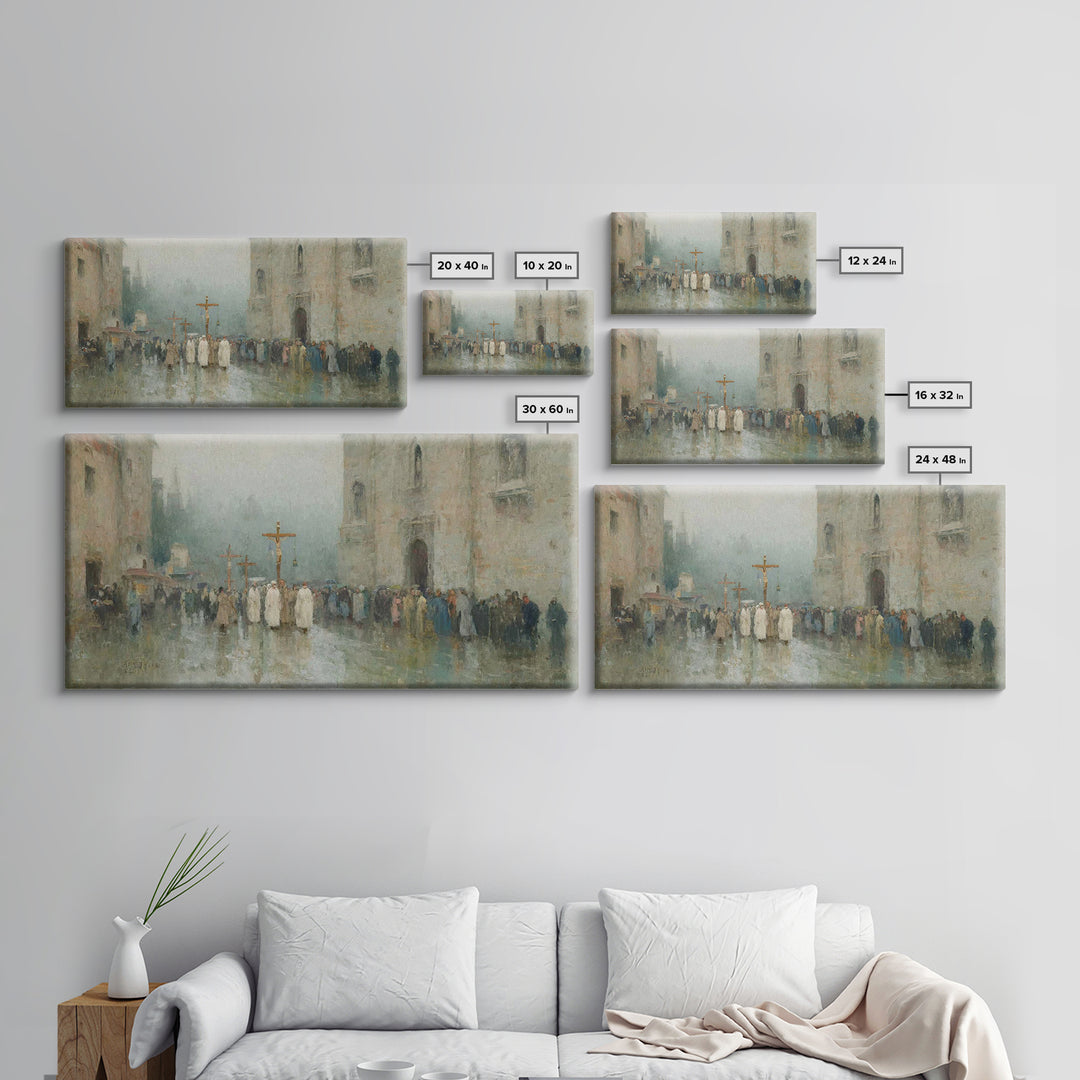 Sacred Procession – Framed Canvas Print – Christian Wall Art – Christian Art Canvas – Jesus Painting – Vintage Christian Art – Christmas Wa