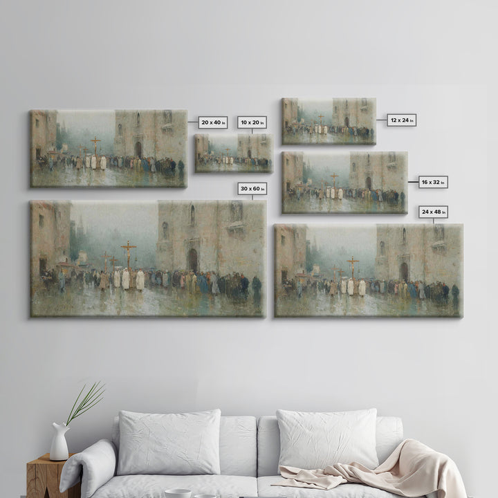 Sacred Procession – Framed Canvas Print – Christian Wall Art – Christian Art Canvas – Jesus Painting – Vintage Christian Art – Christmas Wa
