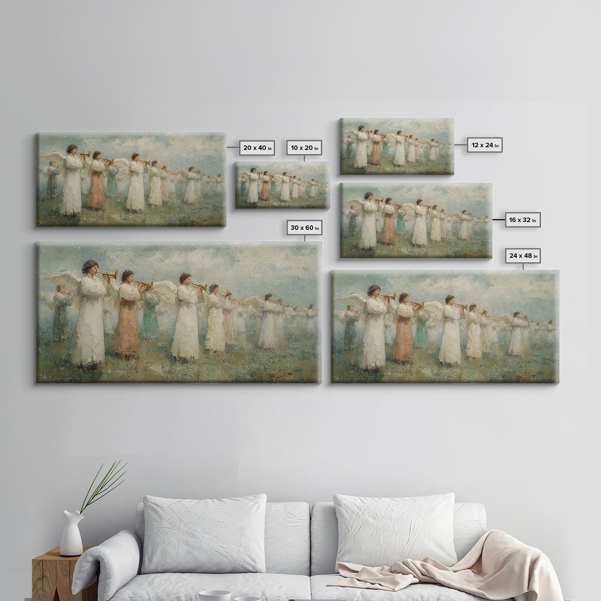 Trumpets Of Light – Framed Canvas Print – Christian Wall Art – Christian Art Prints – Christian Painting – Christmas Art Work – Christian C