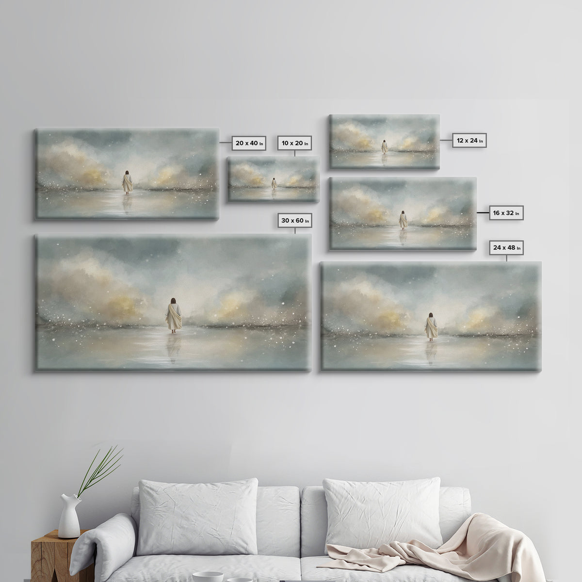 Heaven’s Calm, Framed Canvas Print, Christian Art Canvas, Jesus Painting, Subtle Christian Art, Christian Paintings, Christian Decor For Ho