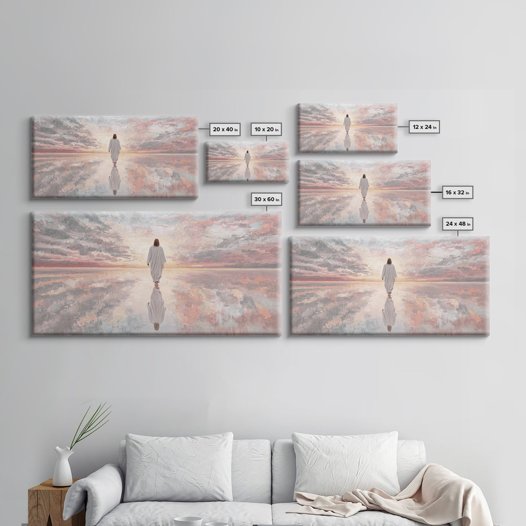 Walking In Glory | Framed Canvas Print | Jesus Painting | Christian Art Canvas | Christian Wall Art | Modern Jesus Art | Large Jesus Painti
