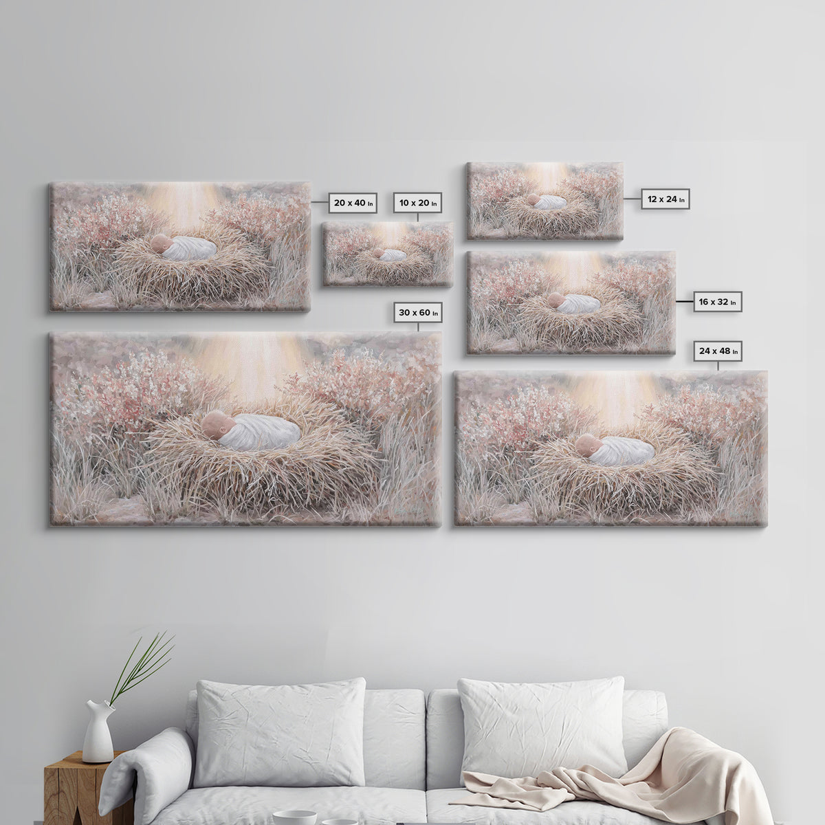 Sacred Straw Cradle – Framed Canvas Print – Christian Art Print – Christmas Art – Christian Wall Art – Jesus Painting – Christian Christmas