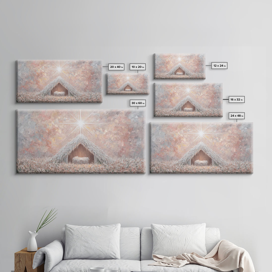 Glory In The Stable – Framed Canvas Print – Christian Wall Art – Christian Christmas Art – Christmas Art Work – Christian Art Canvas – Jesu