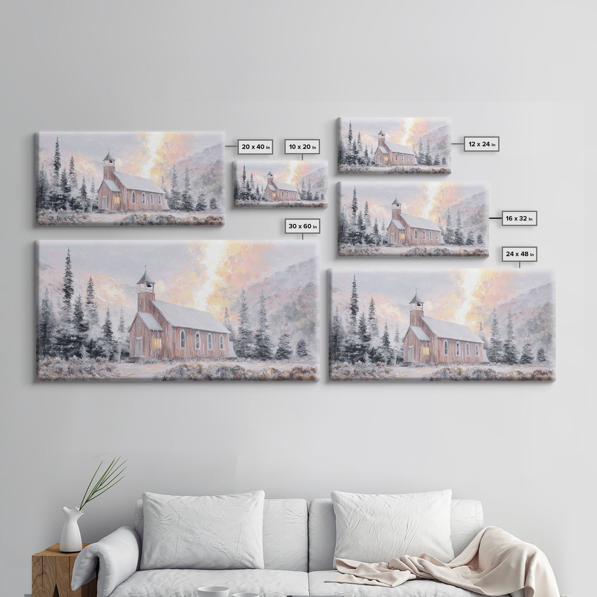 Frosted Sanctuary, Framed Canvas Print, Christian Wall Art, Christmas Art Work, Christian Christmas Art, Christian Art Canvas
