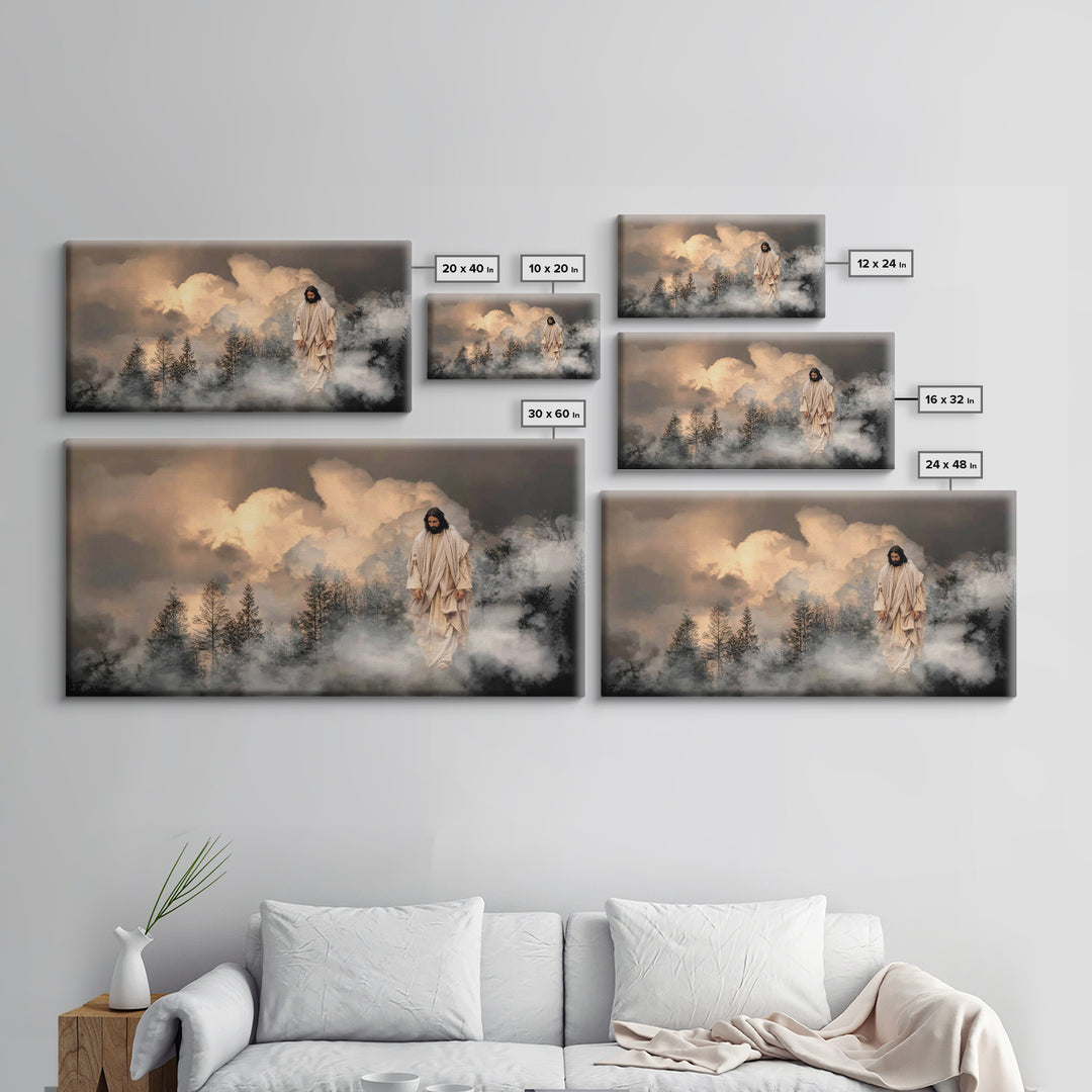 Heavenly Descent, Framed Canvas Print, Christian Art Canvas, Jesus Painting, Christian Christmas Art, Modern Christian Art, Christian Wall