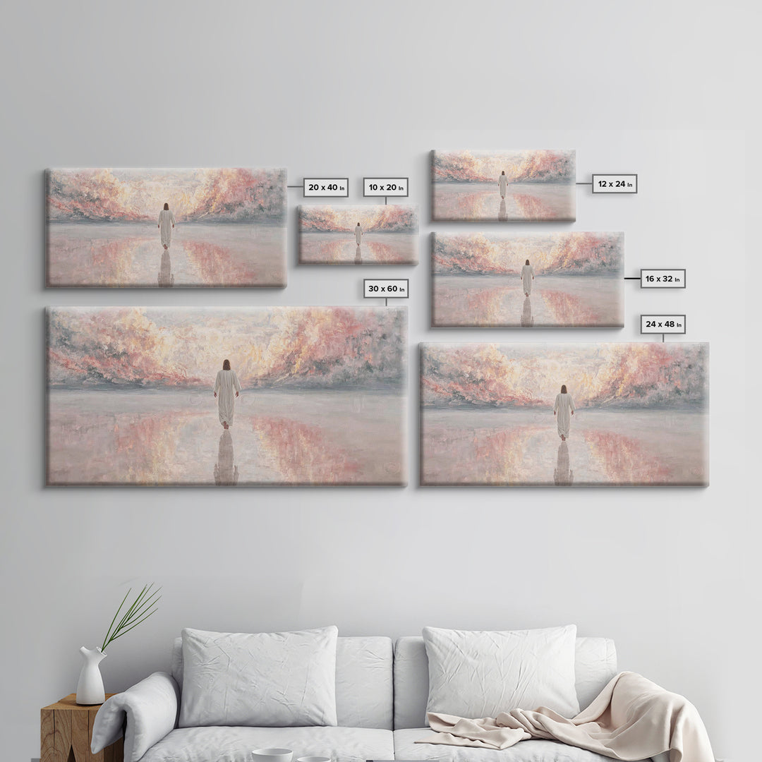 Path Of Peace, Framed Canvas Print, Christian Art Canvas, Jesus Painting, Christian Wall Art, Minimalist Christian Art, Christian Christmas