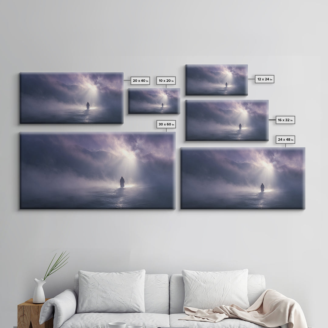 Midnight Miracle, Framed Canvas Print, Christian Wall Art, Jesus Painting, Moody Christian Art, Christian Art Canvas, Christmas Wall Art
