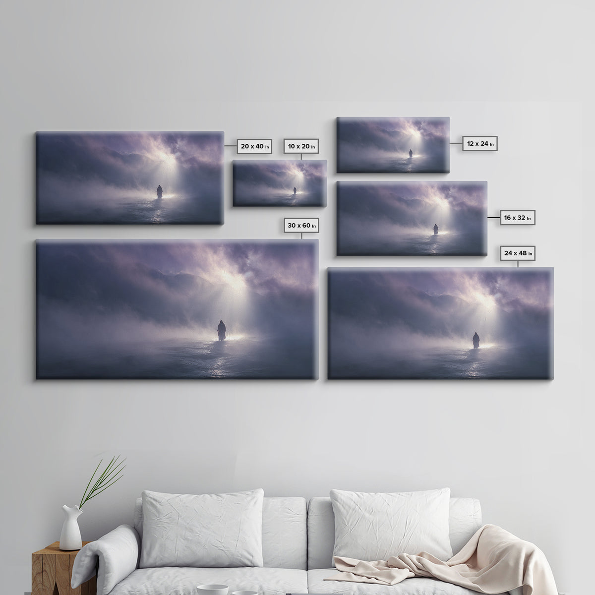 Midnight Miracle, Framed Canvas Print, Christian Wall Art, Jesus Painting, Moody Christian Art, Christian Art Canvas, Christmas Wall Art