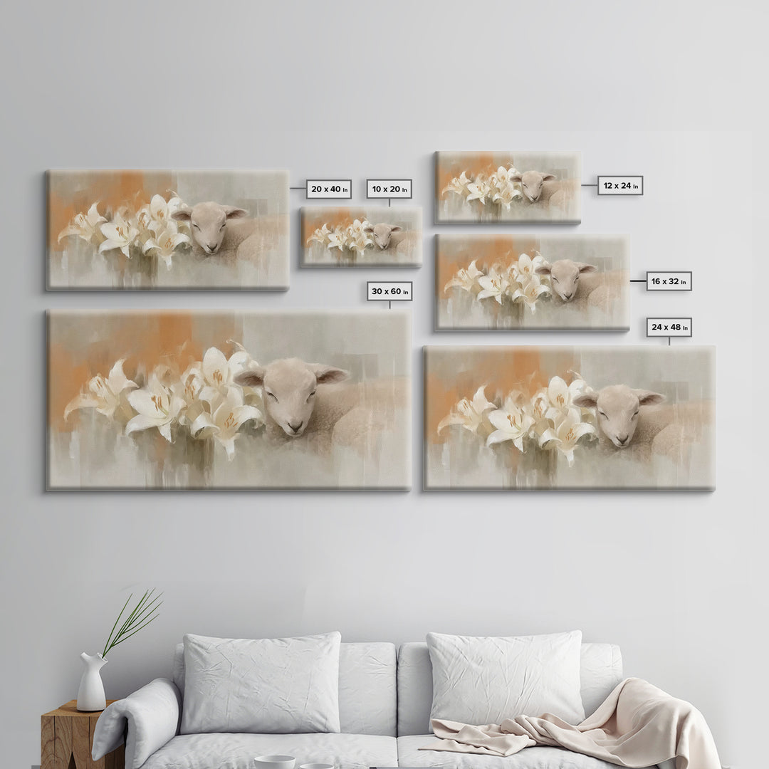 Lamb Of Peace – Framed Canvas Print – Christian Wall Art – Christian Art Canvas – Christian Art Print – Minimalist Christian Art – Christia