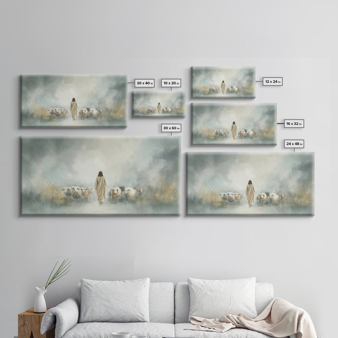 Heavenly Flock – Framed Canvas Print – Christian Wall Art – Jesus Art Print – Christian Art Canvas – Christian Painting – Subtle Christian