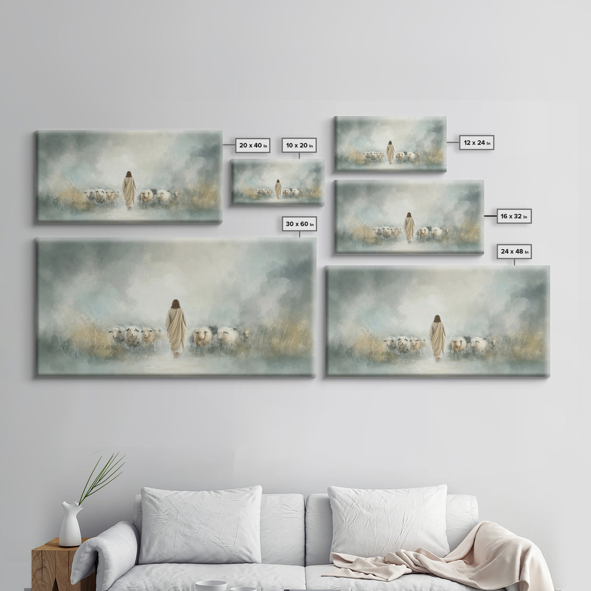 Heavenly Flock – Framed Canvas Print – Christian Wall Art – Jesus Art Print – Christian Art Canvas – Christian Painting – Subtle Christian