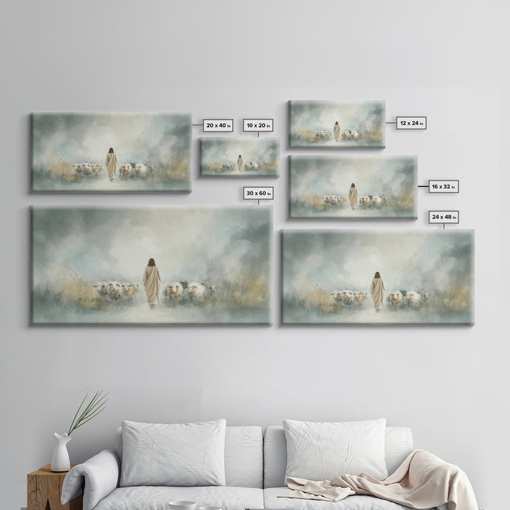 Heavenly Flock – Framed Canvas Print – Christian Wall Art – Jesus Art Print – Christian Art Canvas – Christian Painting – Subtle Christian