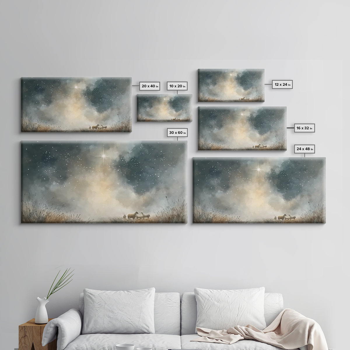 Heavenly Starrise – Framed Canvas Print – Christmas Wall Art – Christian Art Canvas – Christian Christmas – Jesus Christmas Art