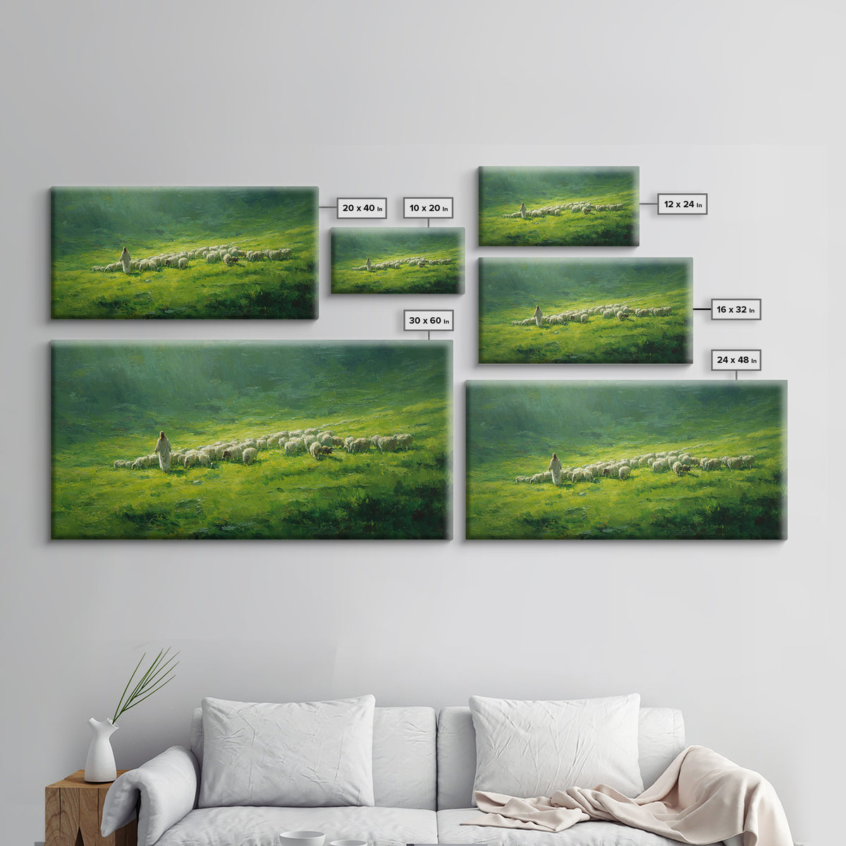 Shepherd’s Calm – Framed Canvas Print – Christian Wall Art – Jesus Painting – Christian Art Canvas – Pastoral Scenery – Christian Christmas